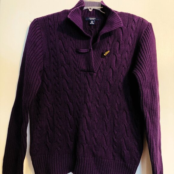 Women's XL Chaps Eggplant Cable-knit Sweater - Picture 1 of 6